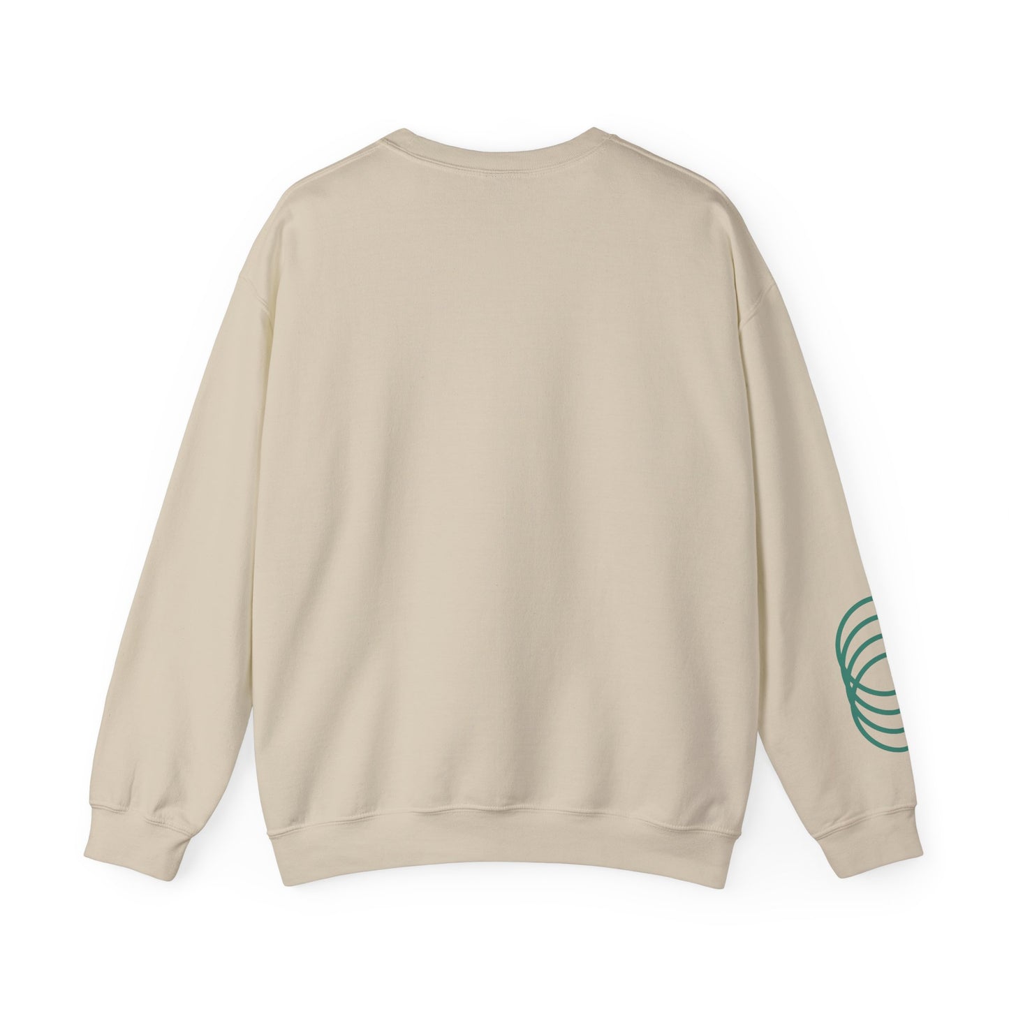 Толстовка с круглым вырезом — минималистичный зеленый рисунок со спиральными рукавами