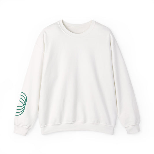 Crewneck Sweatshirt — Minimal Green Spiral Sleeve Graphic