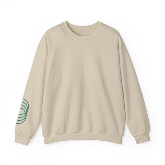 Crewneck Sweatshirt — Minimal Green Spiral Sleeve Graphic